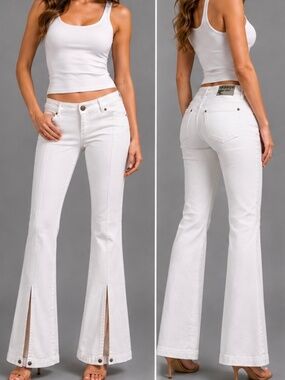 Parasuco Rebel-i White Flare Jeans Size 28 Y2K Low Rise Stretch Denim